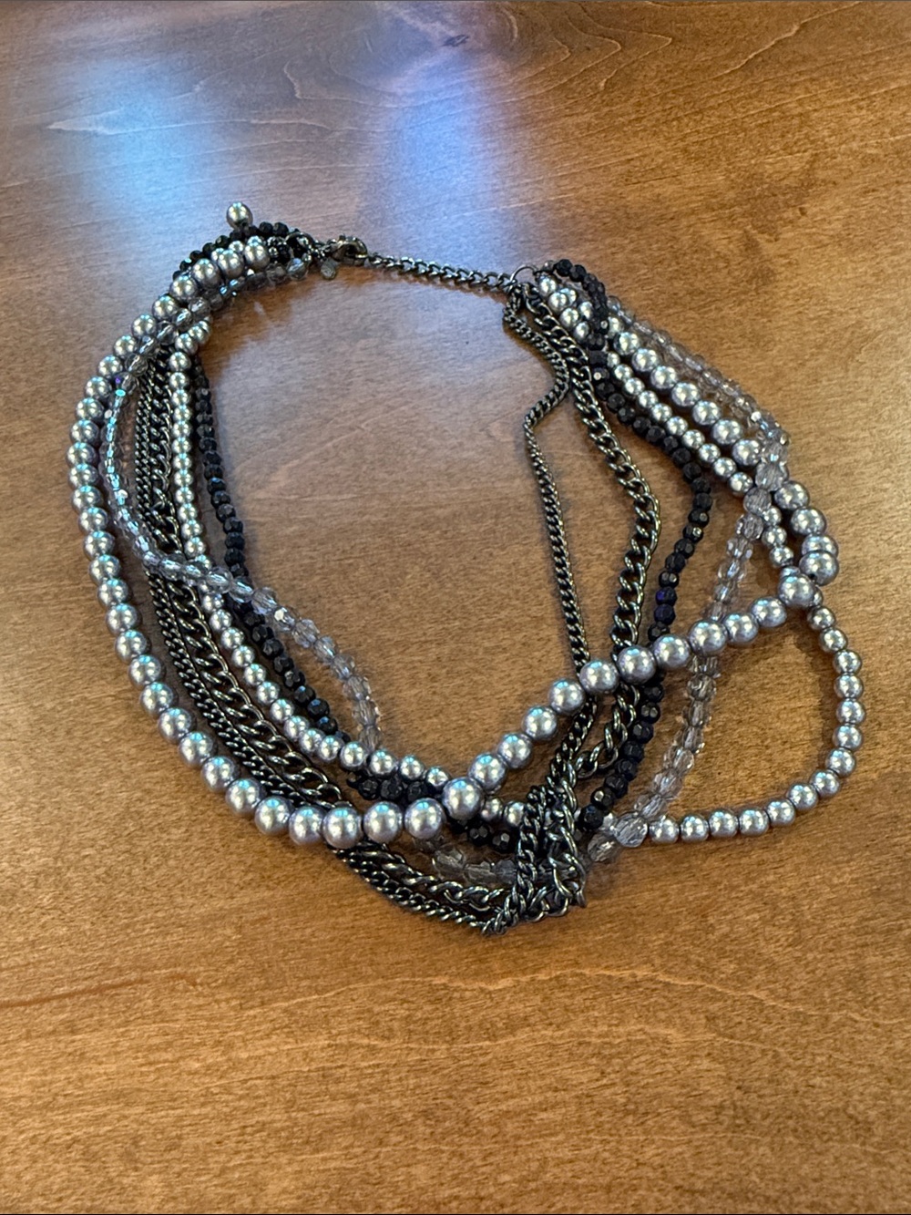 Premier Designs Silver and Black Multi-Strand Necklace